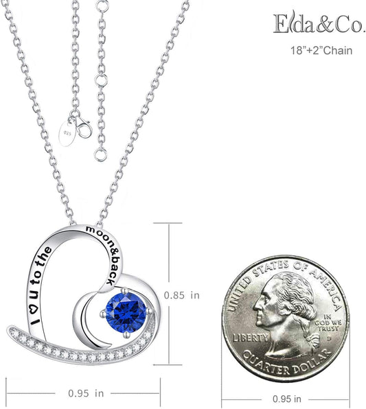 Christmas Jewelry Gifts for Mom I Love You to the Moon and Back Blue Sapphire September Birthstone Necklace Birthday Gifts Women Sterling Silver