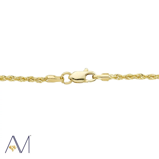 14K Yellow Gold 1.5Mm Rope Chain Necklace, 16¨C24 Inch, Lobster Clasp, Adult Unisex